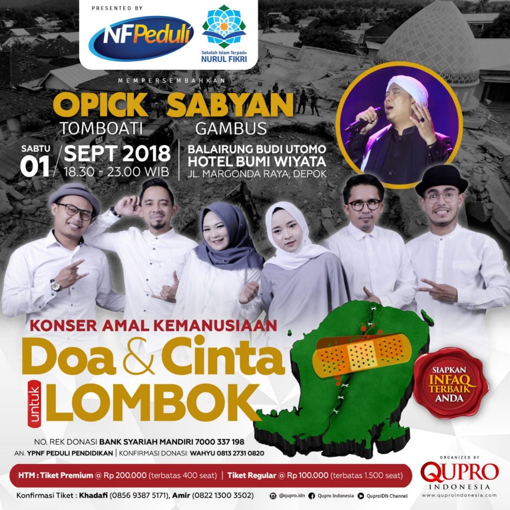 Konser Amal Gempa Lombok Bersama Sabyan Gambus Akan digelar di Bumi Wiyata Depok