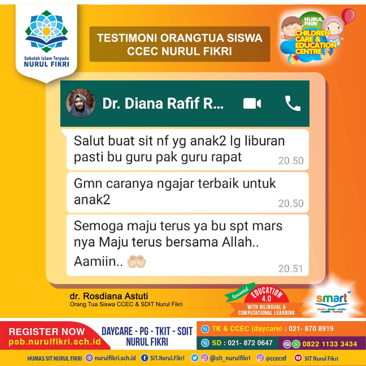 Testimoni Ortu: Semoga Maju Terus Seperti Mars NF “Maju Terus Bersama Allah”