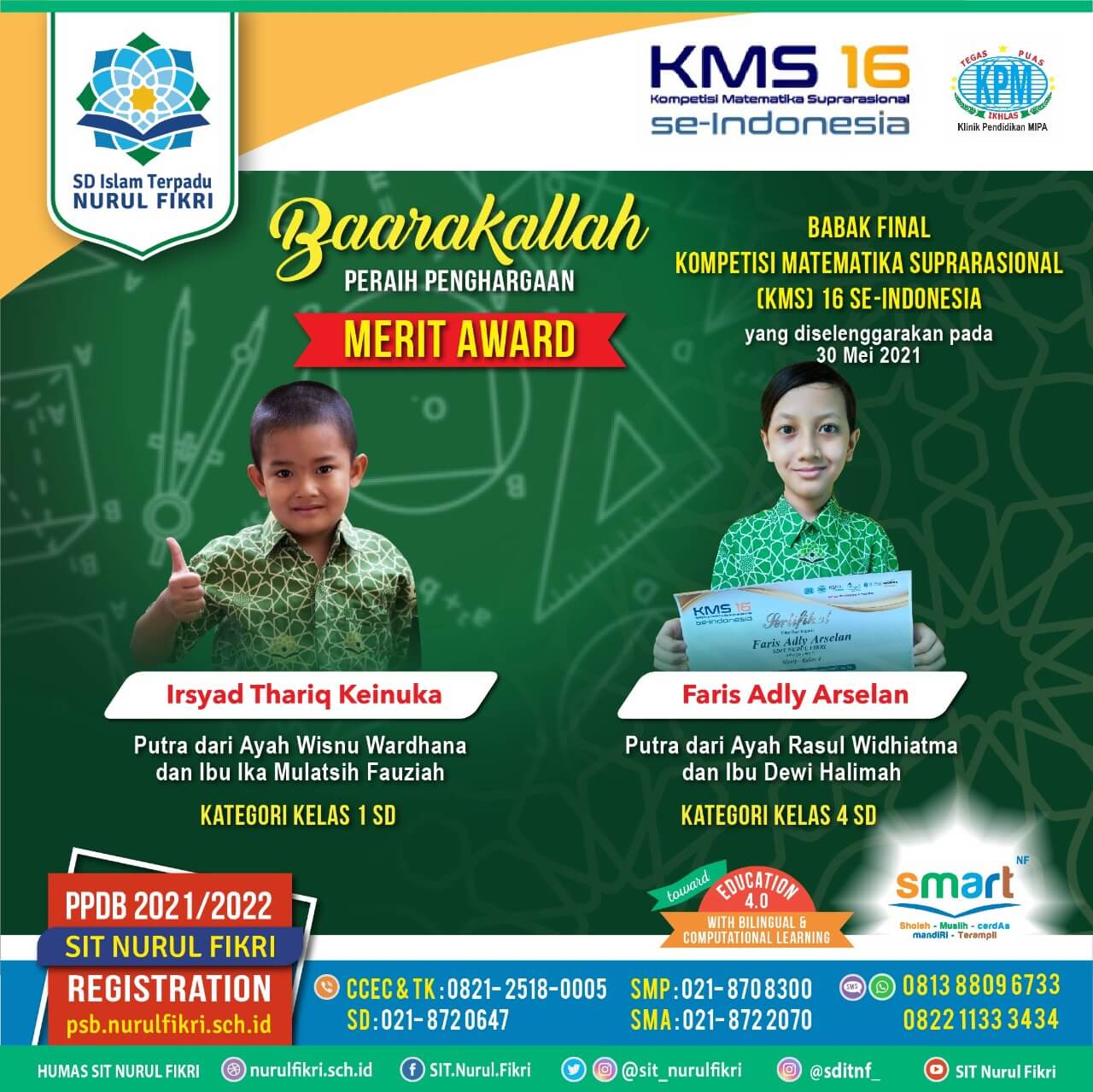 Siswa SDIT NF Raih Medali di Ajang Matematika Suprarasional 16