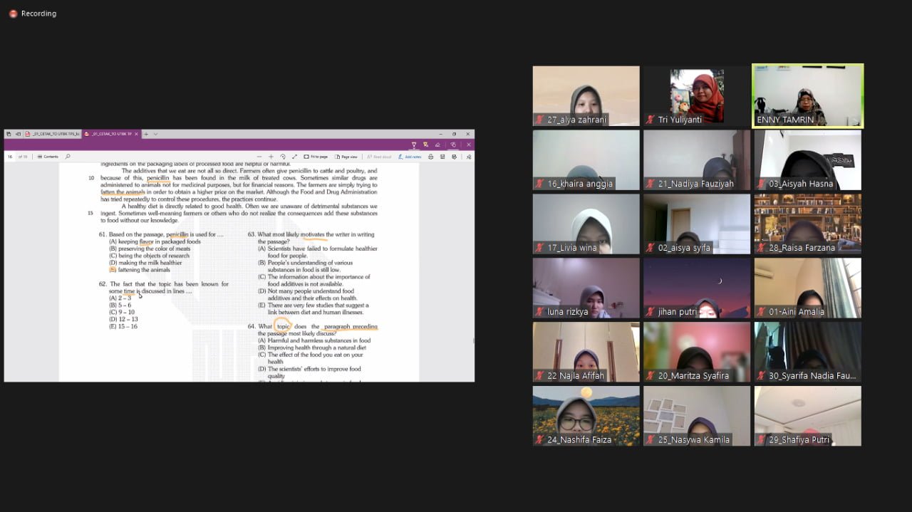 Jelang USP 2022, Kelas 12 SMAIT NF Gelar Try Out Ke-1