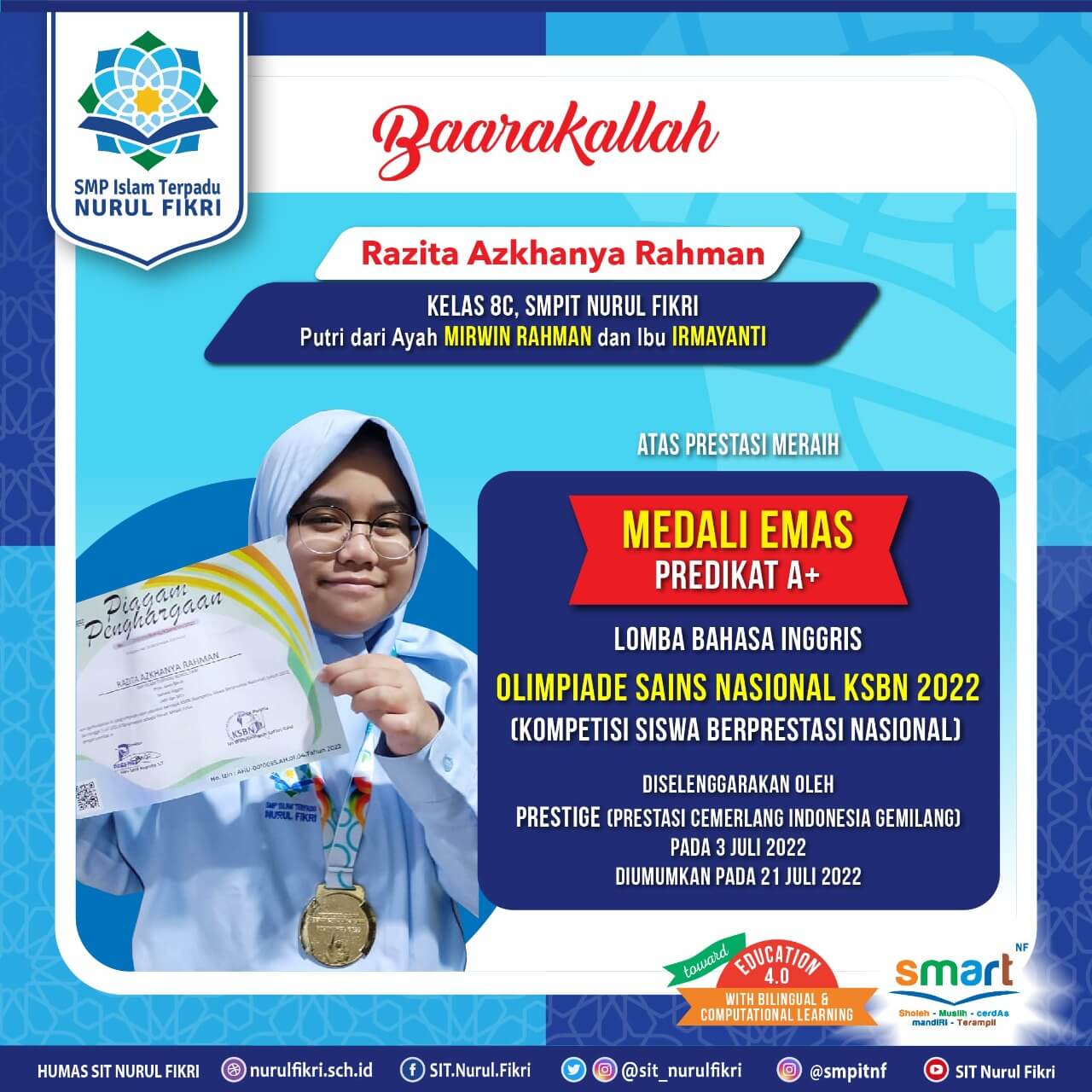 Siswi Ini Membawa Pulang Medali Emas di KSBN 2022